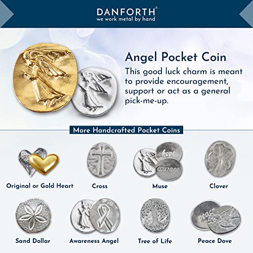 DANFORTH Gold Plated Pocket Angel Token Bag of 6, Lead-Free Pewter Coins | Guardian Angel Pocket Charms, Keepsake Coins for Encouragement, Remembrance & Spiritual Gifts | Made in USA - color: Gold Plated Angel Coins Bag of 6