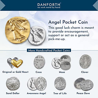 DANFORTH Gold Plated Pocket Angel Token Bag of 6, Lead-Free Pewter Coins | Guardian Angel Pocket Charms, Keepsake Coins for Encouragement, Remembrance & Spiritual Gifts | Made in USA - color: Gold Plated Angel Coins Bag of 6