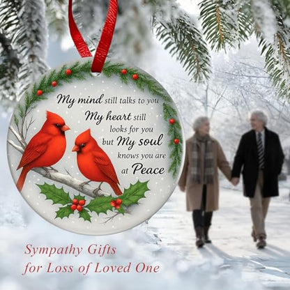 Cardinal Memorial Ornaments – Ceramic Red Cardinal Gifts, Sympathy Gifts for Loss of Loved One, Bereavement & Remembrance Gifts, in Memory of Loved One Hanging Decor, Christmas Decorations