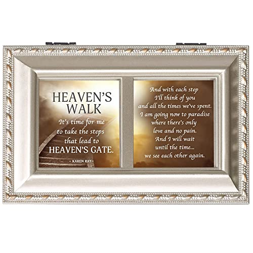 Cottage Garden Heaven's Walk Gate Champagne Jewelry Music Box Plays Amazing Grace