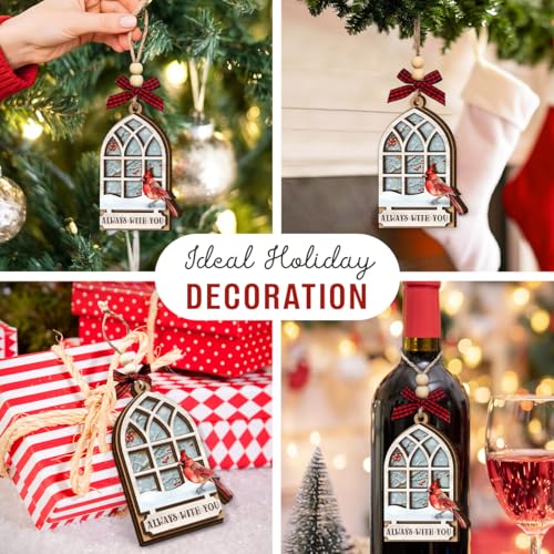 Cardinal Christmas Ornaments 2025 - Wooden Memorial Ornaments for Loss of Loved One, Mom, Dad, Grandparents, Remembrance Hanging Ornament - Red Cardinal Sympathy Bereavement Gifts