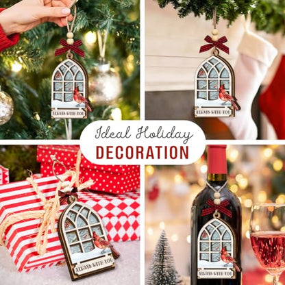 Cardinal Christmas Ornaments 2025 - Wooden Memorial Ornaments for Loss of Loved One, Mom, Dad, Grandparents, Remembrance Hanging Ornament - Red Cardinal Sympathy Bereavement Gifts