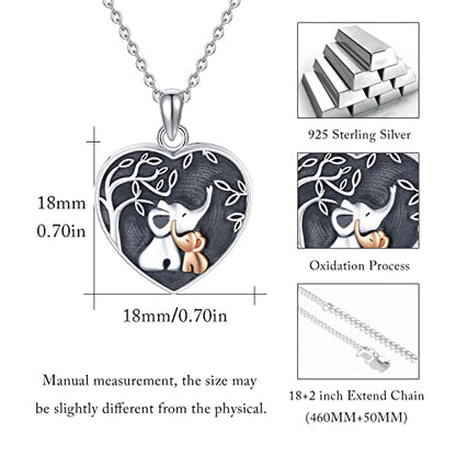 TUGHRA Locket Necklaces That Holds Picture Sterling Silver Elephant Locket Heart Pendant Necklace Photos Jewelry Gifts for Women Teen Mom Daughter - style: 01-Oxidation