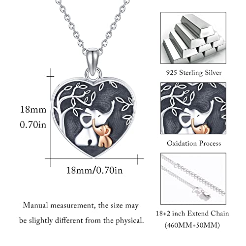 TUGHRA Locket Necklaces That Holds Picture Sterling Silver Elephant Locket Heart Pendant Necklace Photos Jewelry Gifts for Women Teen Mom Daughter - style: 01-Oxidation