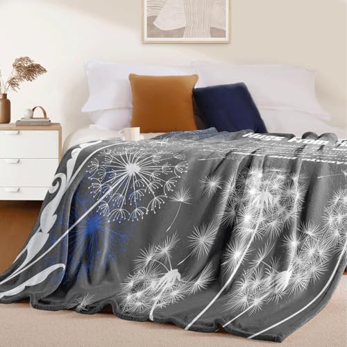 Hugs From Heaven Sympathy Throw Blanket, 50 x 60 Inch, Memorial Bereavement Gift for Loss of Loved One, Dandelion Quote Comfort Blanket for Mom Dad Family Friend, Condolence Remembrance (Heaven)