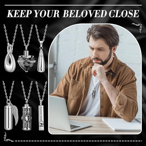 Ecation 15 Pcs Urn Necklace for Ashes Women Cremation Jewelry - color: Black