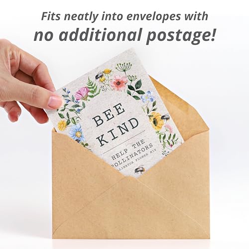 Bentley Seed Co. | Bee Kind Pollinator Flowers | Beautiful Bee Art Kraft Look Seed Packets | Environmental Favors Cards for Guests | Wildflower Mix Seed Packets | Eco-Friendly Hand Out Gift | 25 Pack - style: Bee Kind Floral