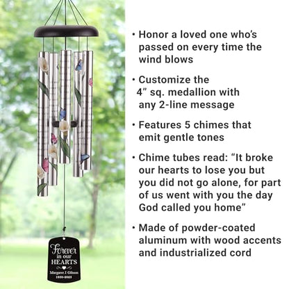 Let's Make Memories Personalized Memorial Sonnet Wind Chime - 38" H - Sympathy - Condolences - style: Forever in Our Hearts