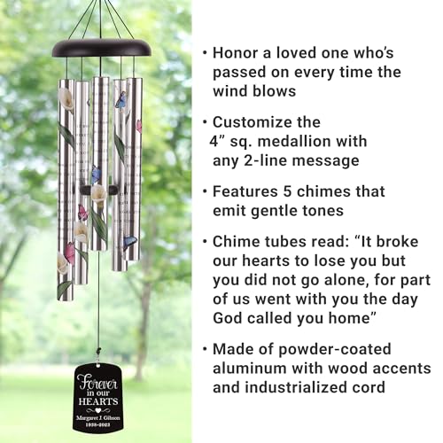 Let's Make Memories Personalized Memorial Sonnet Wind Chime - 38" H - Sympathy - Condolences - style: Forever in Our Hearts