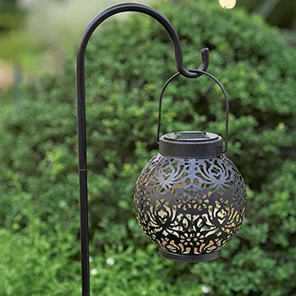 Set of 2 Solar Hanging Lanterns Outdoor for Garden Patio, Black - color: Black