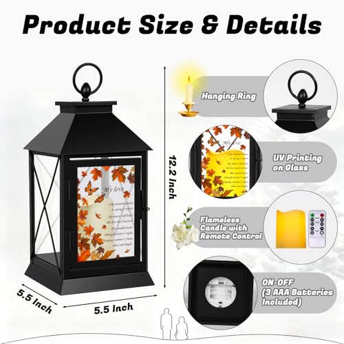 Memorial Candle Lantern with Flickering LED Candle and Remote Control Bereavement Sympathy Gifts in Memory for Loss of Partner Remembrance Gift (Partner) - color: Partner