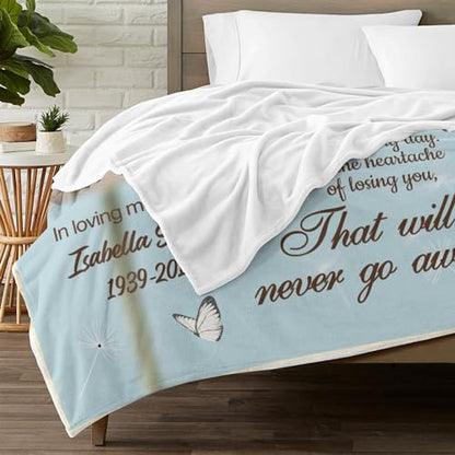 Custom Memorial Blanket with Picture Personalized Sympathy Remembrance Condolences Bereavement Gifts Sympathy Gifts for Loss of Loved One Mother Dad Grandma Grandpa Sister Daughter Friend - color: Design4