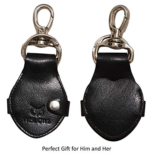 Leather Keychain Clip Cute Heart Photo Charm Ring Valentine Gift Men Women | Top Grain Leather, Hidden Photo Compartment, Photo Template Included, Fashion Accessory - color: Black Buff V.t