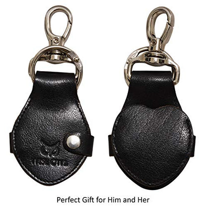 Leather Keychain Clip Cute Heart Photo Charm Ring Valentine Gift Men Women | Top Grain Leather, Hidden Photo Compartment, Photo Template Included, Fashion Accessory - color: Black Buff V.t