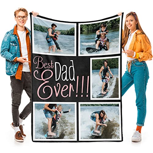 Printwoo Gifts for Dad Custom Blankets with Photos Personalized Photo Blankets with Picture for Dad, Customized Throws Blanket for Fathers Day Plush Best Daddy Ever Family Husband Men Birthday - color: 5 Photo-3