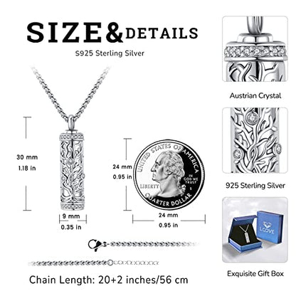 Urn Necklace for Ashes for Women/Men 925 Sterling Silver Cremation Jewelry w/Funnel Filler Memorial Jewelry Gifts - color: A-Tree of Life 1, style: Non - Customized