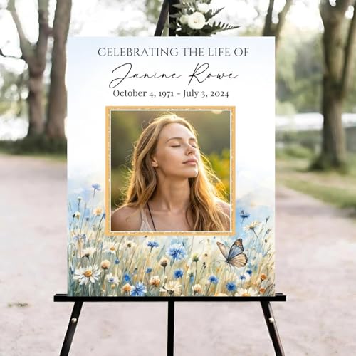 Floral Butterfly Funeral Welcome Sign, Celebration of Life Welcome Sign, in Loving Memory Sign, Celebration of Life Funeral Sign, Celebration of Life Sign, Memorial Sign with Photo #ghg124 - color: Version #19