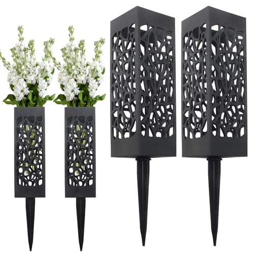 Zorfeter 4 Pack Cemetery Vases for Cemetery Grave Decorations - color: 4 Pack