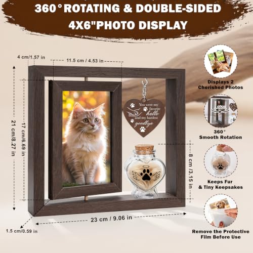 Abooxiu Dog Memorial Gifts for Loss of Pet, Picture Frame with Glass Small Keepsake Urn Pet Urns for Ashes, Double-Sided Rotating 4x6 Photo Frame, Dog & Cat Sympathy Gift, Pet Loss Remembrance Decor