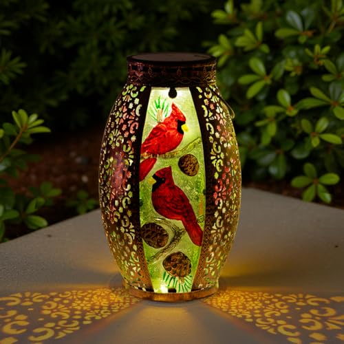 STARSOUL Solar Lantern Outdoor Waterproof, Hanging Solar Lantern for Patio Yard Decor, Cardinal Garden Decor, Cardinal Gift for Women Mom Grandma - color: Cardinal-A