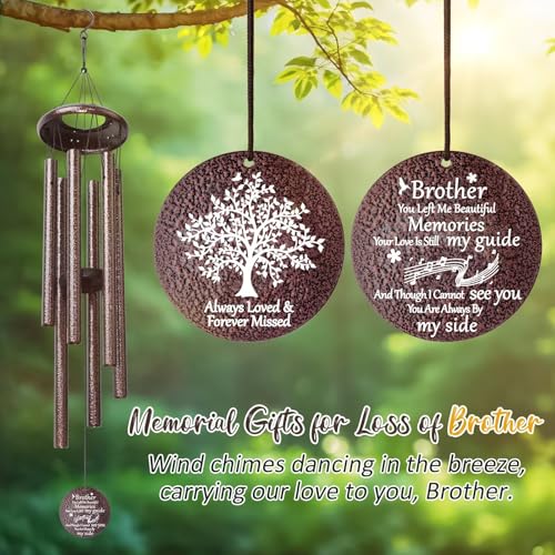 Memorial Gifts for Loss of Brother, 25''Memorial Wind Chimes, Bereavement, Condolence, Remembrance, Sympathy Gifts Windchimes in Memory of Brother - size: Brother