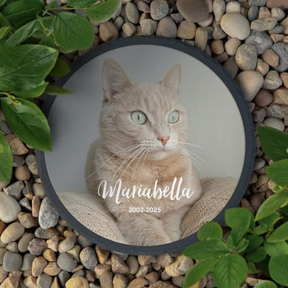Weddingstar Custom Photo Printed 9 ⅞" Round Black Slate Garden Stone - Pet Tribute - color: Pet Tribute
