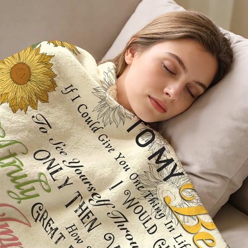 to My Bestie Throw Blanket, Sunflower Girl Silhouette with Heartfelt Quote, Soft Flannel Blanket, Birthday, Mother's Day, Christmas & Friendship Day 50x60 Inch - color: Friend-3