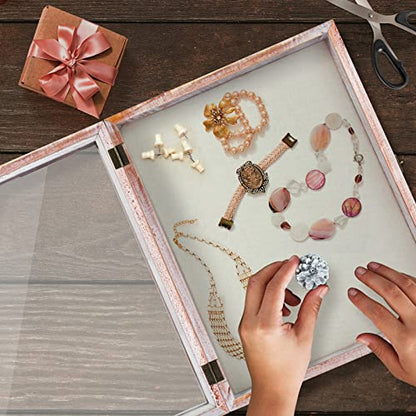 TJ.MOREE Shadow Box 11 x 14 Display Case Wood Picture Frame White Pink - color: White Pink, size: 11x14
