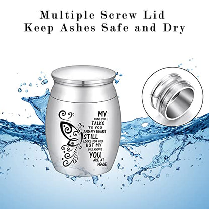 Personalized Small Keepsake Urn for Human Ashes Butterfly Mini Urn Stainless Steel Ashes Holder Small Ash Urn - size: 1.57Inch Text-Custom