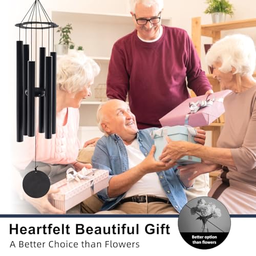 ASTARIN Sympathy Gifts for Loss of Mom,Tuned Relaxing Soothing Low Bass | 36 Inch Memorial WindChimes for Outside, Condolence Bereavement Gifts in Memory of Mom（ Flower-Shaped Top） - size: 36”-Flower top
