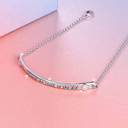 DAOCHONG Sterling Silver Bracelets for Women Engraved Message Mantra Bangle Bracelets Friend Encouragement Gift for Her - style: A-She believed she could so she did bracelet