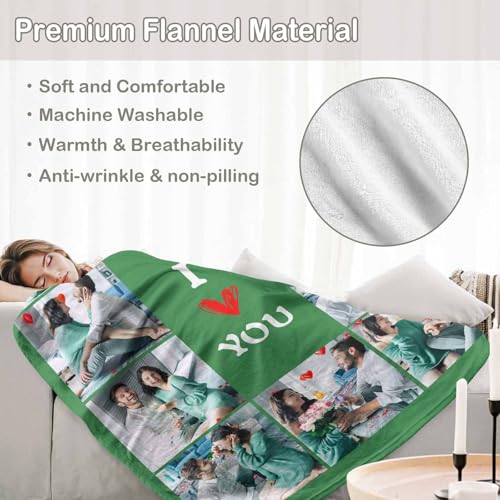 D-Story Custom Blanket with Photos Text Personalized Blankets and Throws Customized Fleece Picture Blanket for Adult Kid Funny Birthday Gifts for Couple Wife Husband Family 10 Photos - color: B1-10 Photos