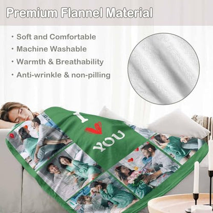D-Story Custom Blanket with Photos Text Personalized Blankets and Throws Customized Fleece Picture Blanket for Adult Kid Funny Birthday Gifts for Couple Wife Husband Family 10 Photos - color: B1-10 Photos