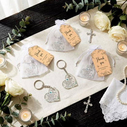 Equsion 60 Set Funeral Keychains for Guests Memorial Favors, Heart - style: Heart