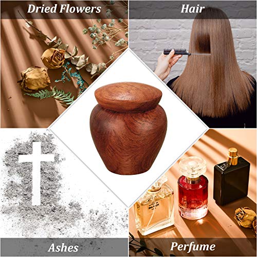 Jetec 2 Pcs Mini Urns for Human Ashes Wood Small Keepsake Cremation Urn Grain for Human or Pet Ashes Funeral Small Memorial Token Urn with Satin Bag & Funnel