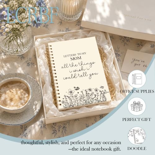 Mom Memorial Gifts Spiral Notebook Journal 5.5x8.3in | Loss of Mother Sympathy Gifts, Bereavement Remembrance Gift, Letters to My Mom Grief Notebook Journals - color: Letters Mom