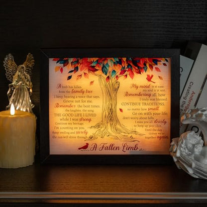 Sympathy Shadow Box - LED Memorial Box for Loss of Loved One - Mom, Dad, Father - Bereavement Gift - size: A Fallen Limb Black
