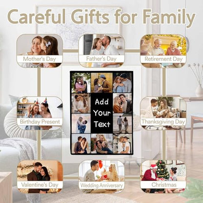 Personalized 10 Photos Family Blanket, Custom Mom/Dad/Girlfriend/Boyfriend/Couple/Best Friend/Sister Blanket, Custom Photo Throw Blanket, Black, 60"x80" - color: Style 1