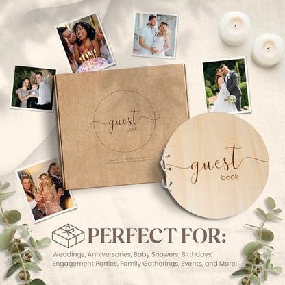 Mikito Elegant Wedding Guest Book – Ideal Baby Shower Guest Book, Memorable for Birthdays & Graduations – Classic Guestbook for Wedding Celebrations - Polaroid Guest Book - style: Classic Guestbook