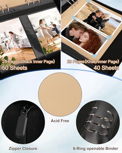 Memorial Photo Album 4x6 100 Photos, Leather Memory DIY Scrapbook with 25 Sheets and 20 Blank Kraft Sheets, Sympathy and Bereavement Gift for Loss of Loved One Condolences Gifts - color: Blue