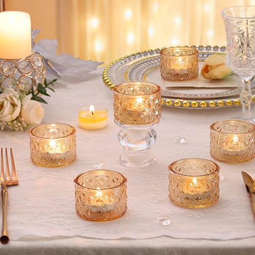 24 Pack Gold Tealight Candle Holders, Glass Votive Candle Holders Bulk - color: Gold
