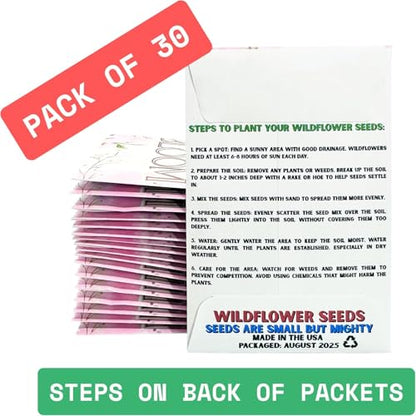 Wildflower Seed Packets Baby in Bloom Baby Shower Party Favors (Pack of 30) - Wildflower Seed Packet Favors Gift Pink Girl - color: Pink Standard