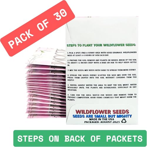 Wildflower Seed Packets Baby in Bloom Baby Shower Party Favors (Pack of 30) - Wildflower Seed Packet Favors Gift Pink Girl - color: Pink Standard