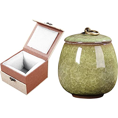 Small Keepsake Urn for Human Ashes with Velvet Box - Green Marble Ceramic Memorial Urn - 7.5 Cubic Inches - Fits a Small Amount of Cremated Remains - color: Green