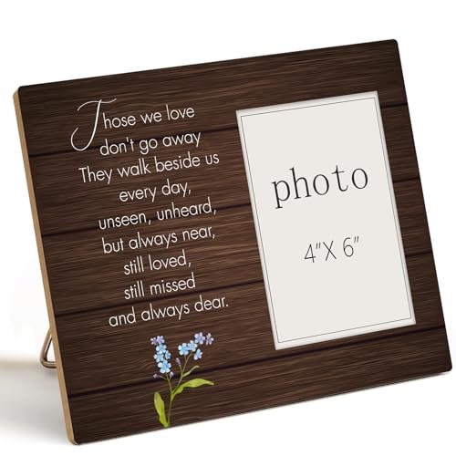 Sympathy Gifts For Loss Of Loved One -Those We Love Don't Go Away Wood Photo Frames, Memorial Picture Frame Gift, Bereavement Gifts for Women Men, Tabletop Wall Display (4x6 Inch Photo) - color: memorial-3