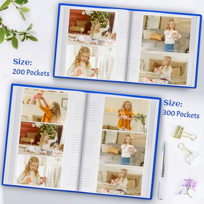 Popotop Photo Album 4x6 300 Photos with Writing Space, Leather Cover Album with Display Picture Window, Photo Book for Wedding Family Baby Gift - color: Royal Blue, size: 300 Pockets