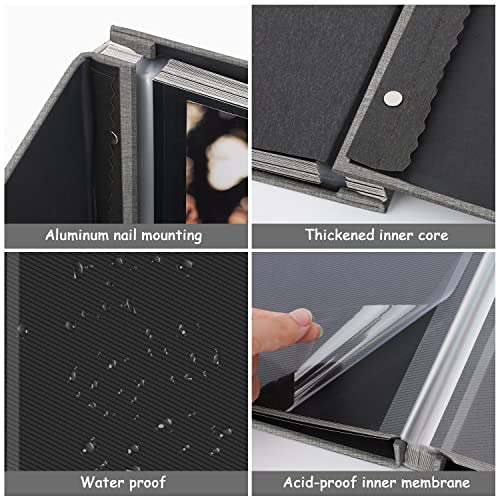 Zesthouse Photo Album Self Adhesive Pages, 60 Pages Magnetic Scrapbook Albums with Sticky Page, Photos Album Holds 8x10 & 5X7 & 4x6 & 6x8 & 3x5, Large Picture Book Ideal Gift for Family Wedding Baby - color: Grey, size: 11"x10.6"/Black 60 Pages