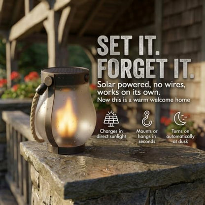 FoxFlame Schoolhouse Solar Lanterns Outdoor Waterproof,Patented Fire Effect - style: Schoolhouse Lantern