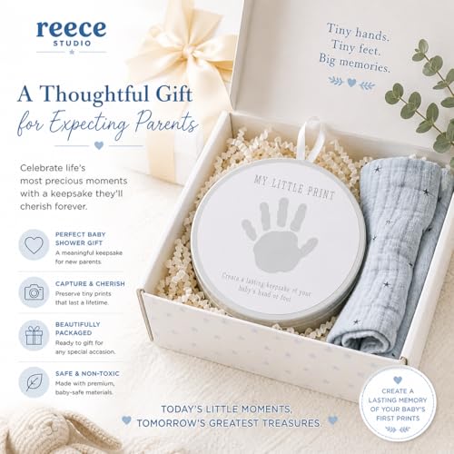 Reece Studio My Little Print Baby Handprint or Footprint Clay Keepsake Tin - color: Baby's Print Clay Tin, size: One Size