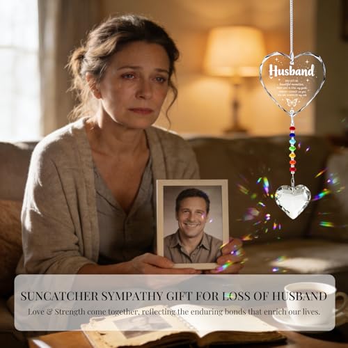 Hegelda Memorial Gifts for Loss of Husband Crystal Suncatcher Ornament | Sympathy Gifts for Loss of Husband, Bereavement Funeral Condolence Gifts for Grieving Husband - style: HUSBAND